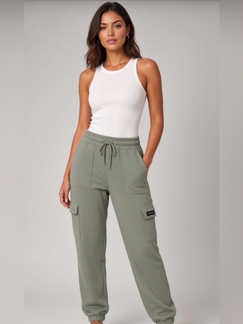 NWT Calvin Klein Performance Sage Green Cargo Jogger Pants